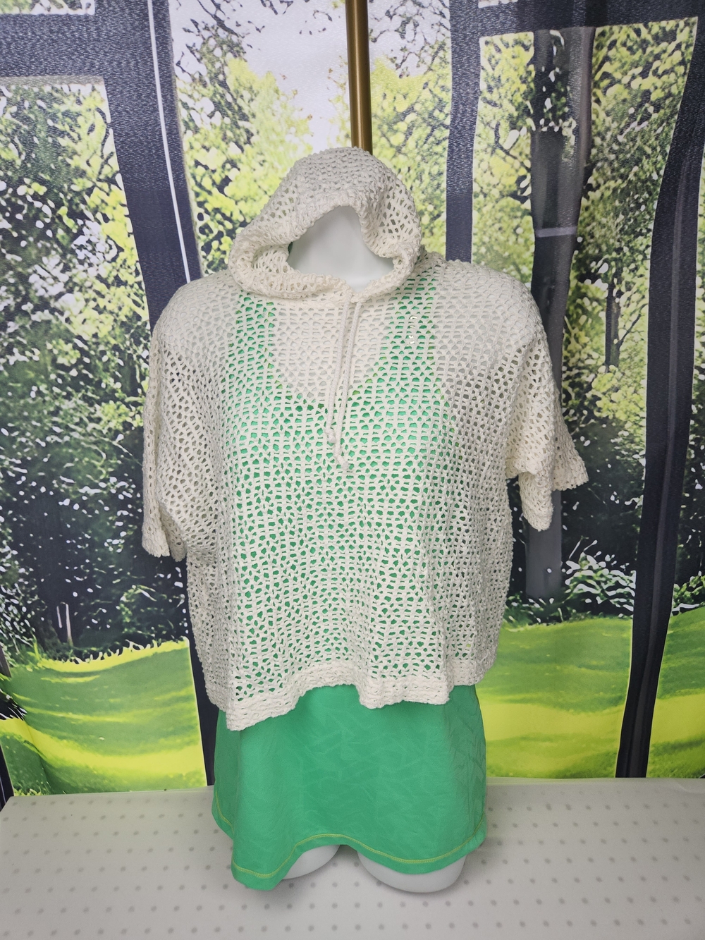 Iguana Wear Crochet Hoodie Boho Beach Cover Up Open Knit XL USA Made